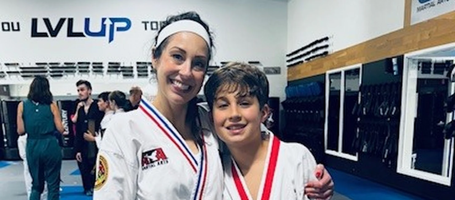 Abbey L. and son at LVLUP Martial Arts Waunakee